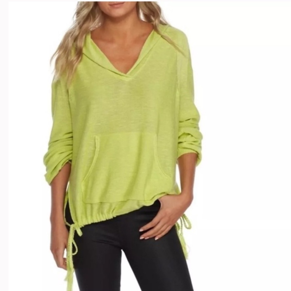 Free People Optimistic Linen Blend Sweater Lime Green Size XS